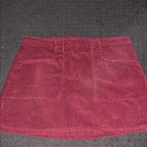 Red corduroy mini-skirt